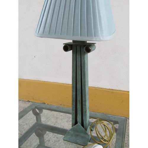 877 - Alfrank Metal Table Lamp Electrified Working Order with Shade Approximately 30 Inches High