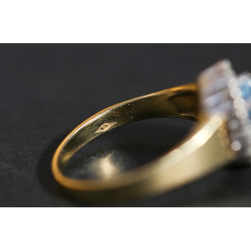 24 - Aquamarine Centre Stone Set Ring with Diamond Set Halo Surround Mounted in 18 Carat Yellow Gold Aqua... 