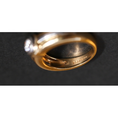 25 - Diamond Solitaire Bezel Set Ring Mounted on 18 Carat Yellow and White Gold Diamond Approximately .50... 