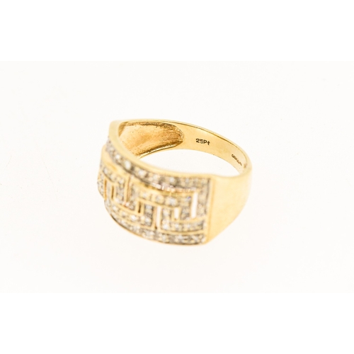 26 - Diamond Set Greek Key Motif Ring Mounted in 9 Carat Yellow Gold Width 11mm Total Diamond Carat Weigh... 