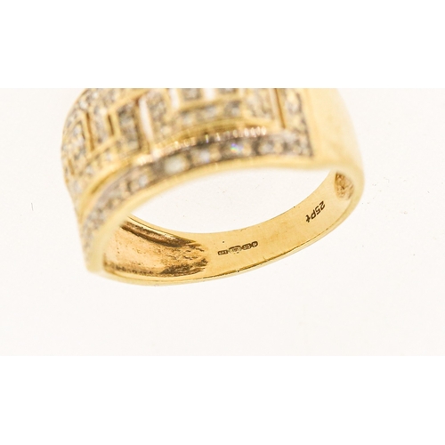 26 - Diamond Set Greek Key Motif Ring Mounted in 9 Carat Yellow Gold Width 11mm Total Diamond Carat Weigh... 