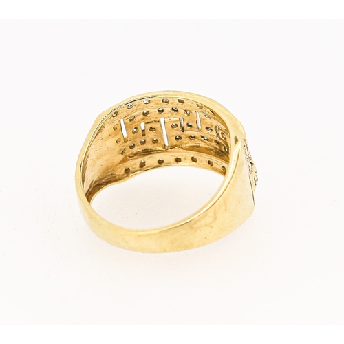 26 - Diamond Set Greek Key Motif Ring Mounted in 9 Carat Yellow Gold Width 11mm Total Diamond Carat Weigh... 
