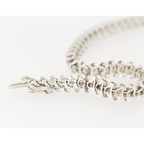 29 - Diamond Fifty Four Stone Set S Link Tennis Bracelet Mounted in 14 Carat White Gold 18cm Long Total W... 