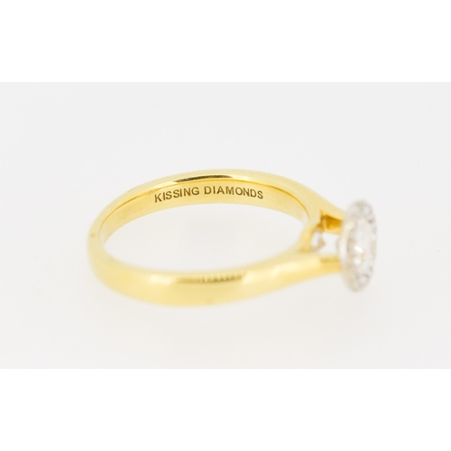 31 - Diamond Solitaire Ring with Diamond Set Halo Surround Mounted in 18 Carat Yellow Gold Ring Size L Ma... 
