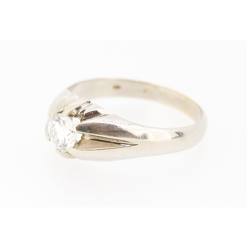 35 - Diamond Solitaire Belcher Set Ring Mounted in 14 Carat White Gold Diamond Approximately .60ct Ring S... 