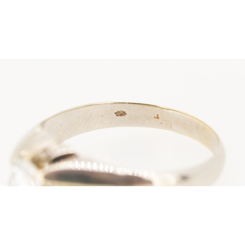35 - Diamond Solitaire Belcher Set Ring Mounted in 14 Carat White Gold Diamond Approximately .60ct Ring S... 