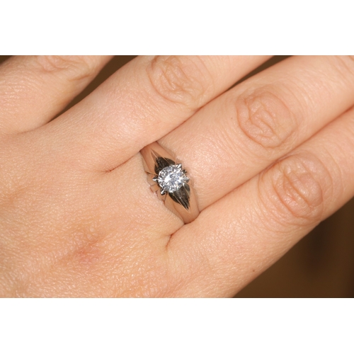 35 - Diamond Solitaire Belcher Set Ring Mounted in 14 Carat White Gold Diamond Approximately .60ct Ring S... 