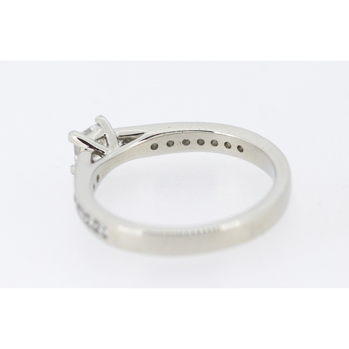 36 - Square Brilliant Cut Solitaire with Further Diamonds Set to Band Mounted in Platinum Main Diamond 0.... 