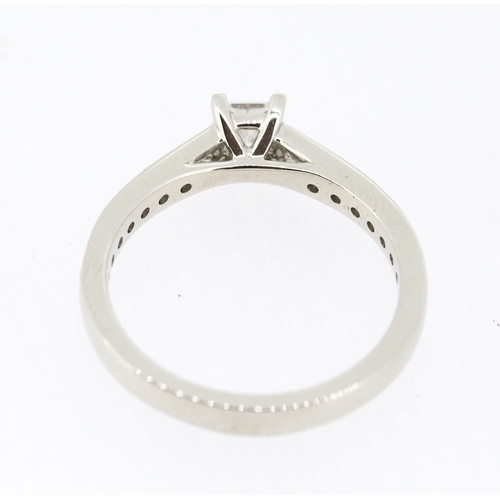36 - Square Brilliant Cut Solitaire with Further Diamonds Set to Band Mounted in Platinum Main Diamond 0.... 