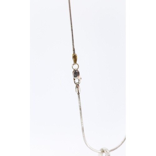 40 - Diamond Cluster Set Ribbon Form Pendant Mounted in 18 Carat White Gold 5cm High Set on 18 Carat Whit... 