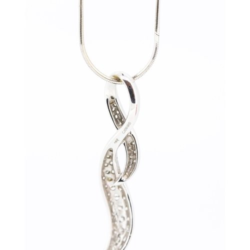 40 - Diamond Cluster Set Ribbon Form Pendant Mounted in 18 Carat White Gold 5cm High Set on 18 Carat Whit... 