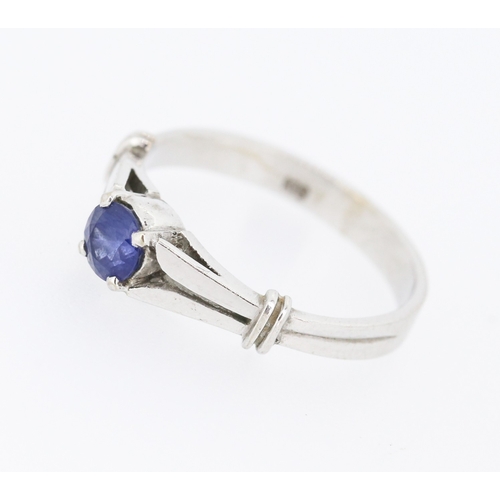 42 - Sapphire Solitaire Ring Mounted in 18 Carat White Gold Sapphire Approximately .36ct Ring Size O