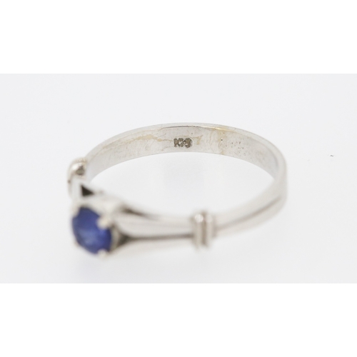 42 - Sapphire Solitaire Ring Mounted in 18 Carat White Gold Sapphire Approximately .36ct Ring Size O