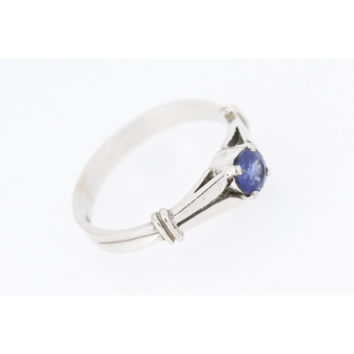 42 - Sapphire Solitaire Ring Mounted in 18 Carat White Gold Sapphire Approximately .36ct Ring Size O