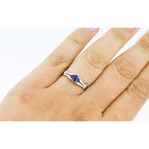 42 - Sapphire Solitaire Ring Mounted in 18 Carat White Gold Sapphire Approximately .36ct Ring Size O