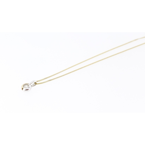 44 - Diamond Solitaire Pendant Bezel Set in 9 Carat White and Yellow Gold Set on 9 Carat Yellow Gold Chai... 