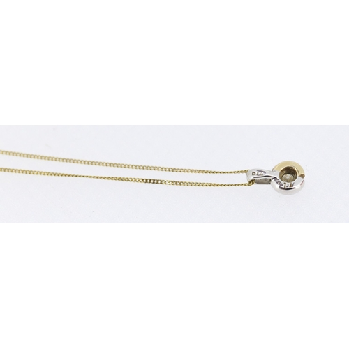 44 - Diamond Solitaire Pendant Bezel Set in 9 Carat White and Yellow Gold Set on 9 Carat Yellow Gold Chai... 