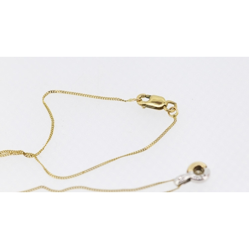 44 - Diamond Solitaire Pendant Bezel Set in 9 Carat White and Yellow Gold Set on 9 Carat Yellow Gold Chai... 