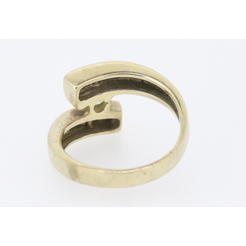 45 - Diamond Centre Stone Wrap Around Form Ring with Four Stone Diamonds Set to Each Size Mounted in 18 C... 
