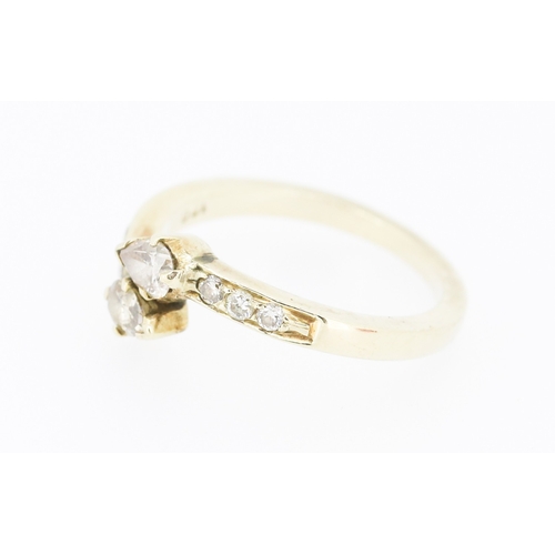 47 - Pear Cut Diamond Toi et Moi Ring with Further Diamonds Set to Shoulders Mounted in 18 Carat Yellow G... 