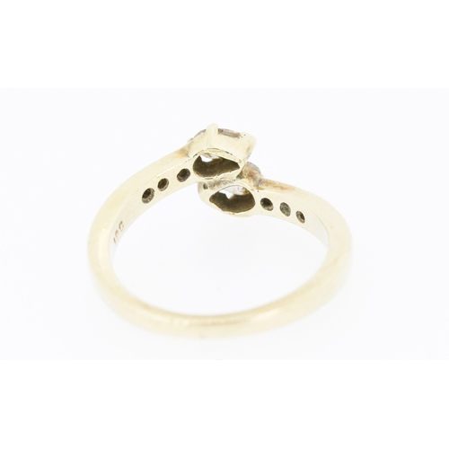 47 - Pear Cut Diamond Toi et Moi Ring with Further Diamonds Set to Shoulders Mounted in 18 Carat Yellow G... 