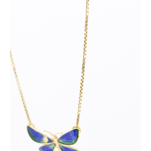48 - Finely Detailed Enamel Decorated Butterfly Pendant Necklace Mounted in 18 Carat Yellow Gold Pendant ... 