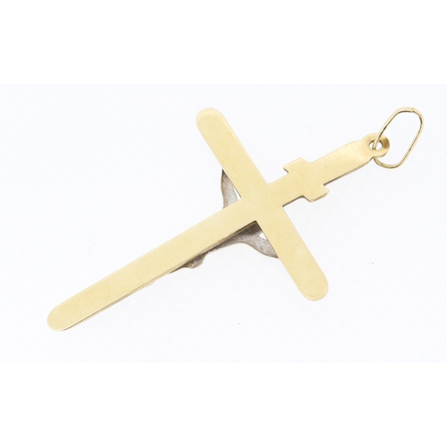 49 - 9 Carat Yellow and White Gold Crucifix Pendant 5cm High 3.5cm Wide