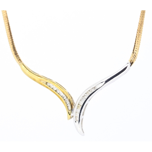 60 - Finely Detailed Diamond Set Ladies Pendant Necklace Mounted in 9 Carat Yellow and White Gold 40cm Lo... 