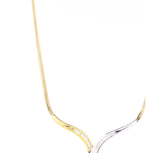 60 - Finely Detailed Diamond Set Ladies Pendant Necklace Mounted in 9 Carat Yellow and White Gold 40cm Lo... 