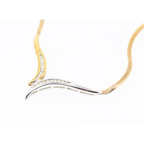 60 - Finely Detailed Diamond Set Ladies Pendant Necklace Mounted in 9 Carat Yellow and White Gold 40cm Lo... 