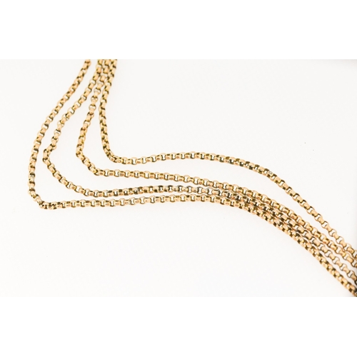 7 - 9 Carat Yellow Gold Belcher Link Longuard Chain 137cm Long Total Weight 28.8g Note No Clasp Present
