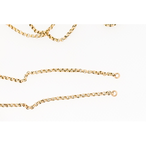 7 - 9 Carat Yellow Gold Belcher Link Longuard Chain 137cm Long Total Weight 28.8g Note No Clasp Present