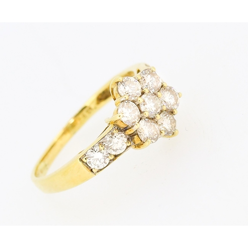 30 - Diamond Seven Stone Daisy Form Ring Set with Champagne and White Diamonds with Further Diamonds Set ... 