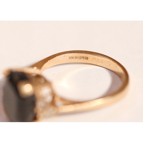 22 - Sapphire Set Ladies Ring with Further Gemstone Set to Shoulders Mounted in 9 Carat Yellow Gold Sapph... 