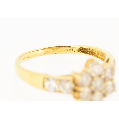 30 - Diamond Seven Stone Daisy Form Ring Set with Champagne and White Diamonds with Further Diamonds Set ... 