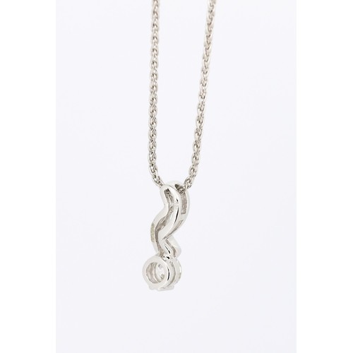 38 - Diamond Solitaire Ribbon Form Pendant Mounted in 18 Carat White Gold 1.5cm High Set on 18 Carat Whit... 