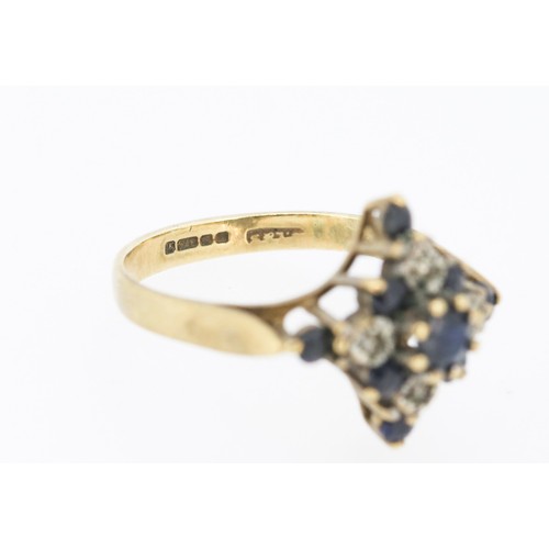 57 - Attractively Detailed Sapphire and Diamond Set Cluster Ring Mounted in 9 Carat Yellow Gold Ring Size... 