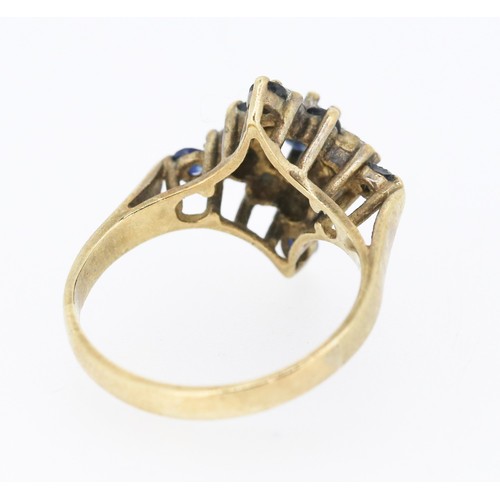 57 - Attractively Detailed Sapphire and Diamond Set Cluster Ring Mounted in 9 Carat Yellow Gold Ring Size... 
