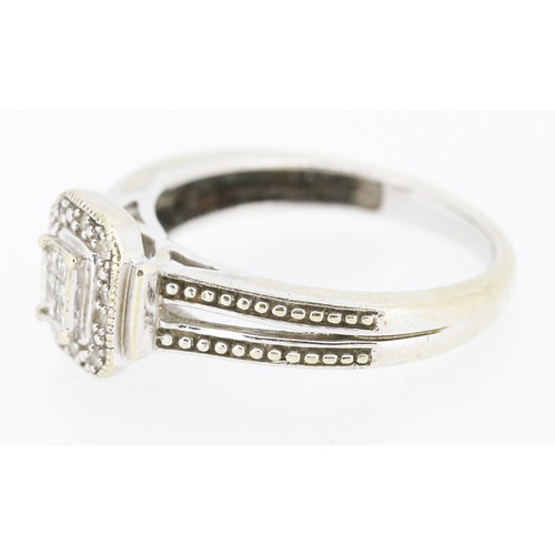 58 - Diamond Set Cluster Ring Mounted in 9 Carat White Gold Total Diamond Carat Weight .08ct Ring Size I ... 