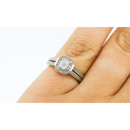 58 - Diamond Set Cluster Ring Mounted in 9 Carat White Gold Total Diamond Carat Weight .08ct Ring Size I ... 