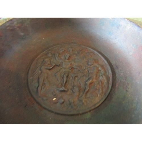 10 - Antique Bronze Pedestal Form Urn with Inset Medallion Attractively Details Approximately 9 Inches Di... 