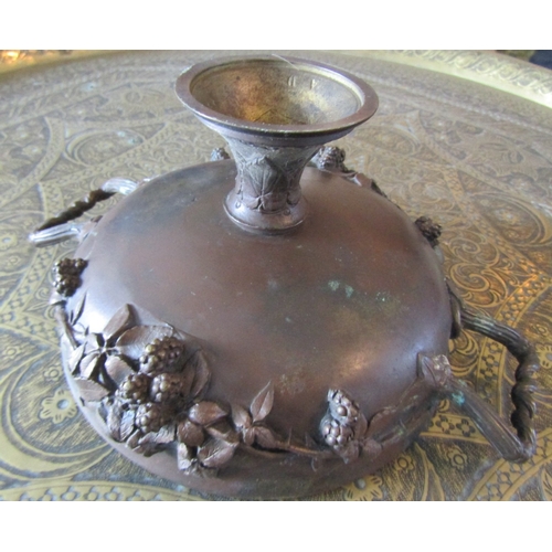 10 - Antique Bronze Pedestal Form Urn with Inset Medallion Attractively Details Approximately 9 Inches Di... 