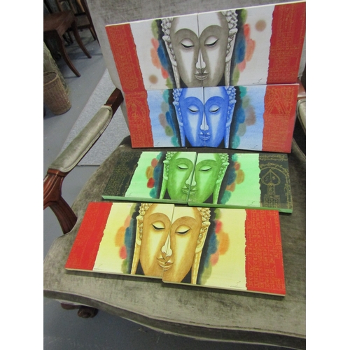 Set of Four Dipsticks Oil Wash on Linen Each Approximately 24 Inches Wide x 10 Inches High