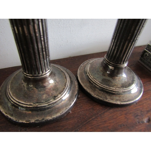 14 - Pair of Antique Silver Candle Rests Each Approximately 6 Inches High