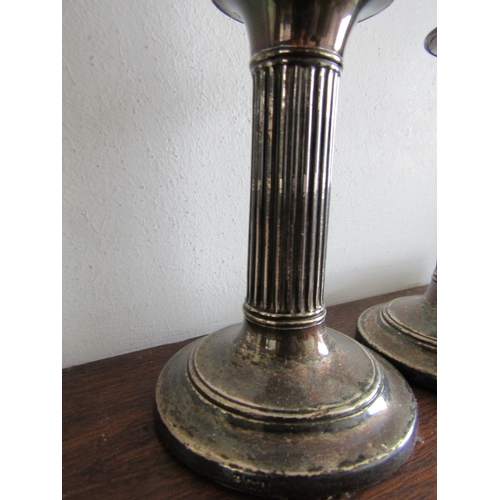 14 - Pair of Antique Silver Candle Rests Each Approximately 6 Inches High