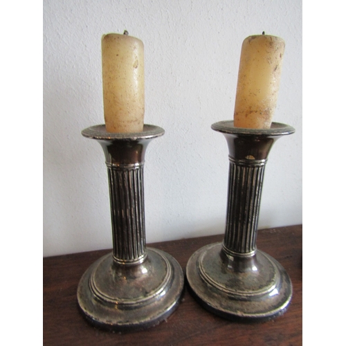 14 - Pair of Antique Silver Candle Rests Each Approximately 6 Inches High