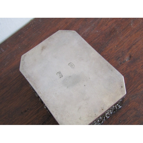 15 - Antique Silver Box Hinged Cover Attractively Detailed Throughout Approximately 10 cm Wide x 4 cm Hig... 