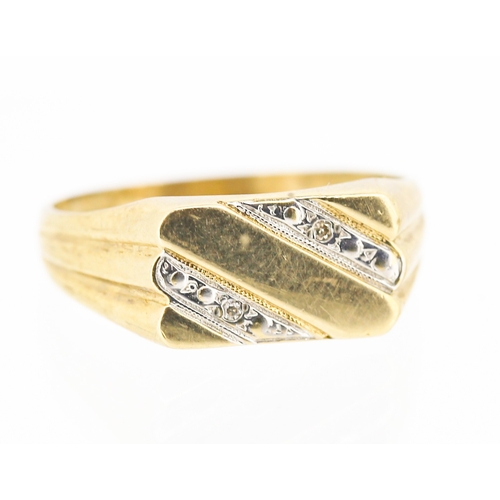 Diamond Set 9 Carat Yellow Gold Panel Form Gentleman's Signet Ring Size X