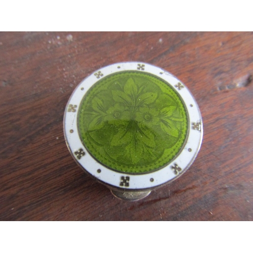 16 - Antique Silver Masonic Enamel Decorated Circular Form Box 5 cm Diameter