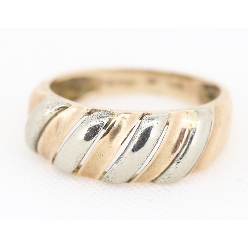 9 Carat Rose and White Gold Croissant Form Ring Size K